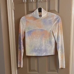 Women's Aritzia Wilfred Free Tie Dye Floral Iridescent Velvet Crop Top Large